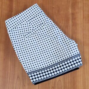 J. Crew Cream Navy Polka Dot Stretch Cotton Shorts Coordinating Border Print - 0